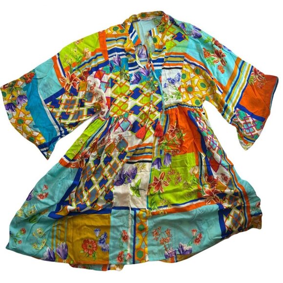 Johnny Was Mixi Short Kaftan Dress, Size XS, Boho Bohemian Shift Casual - Picture 2 of 6